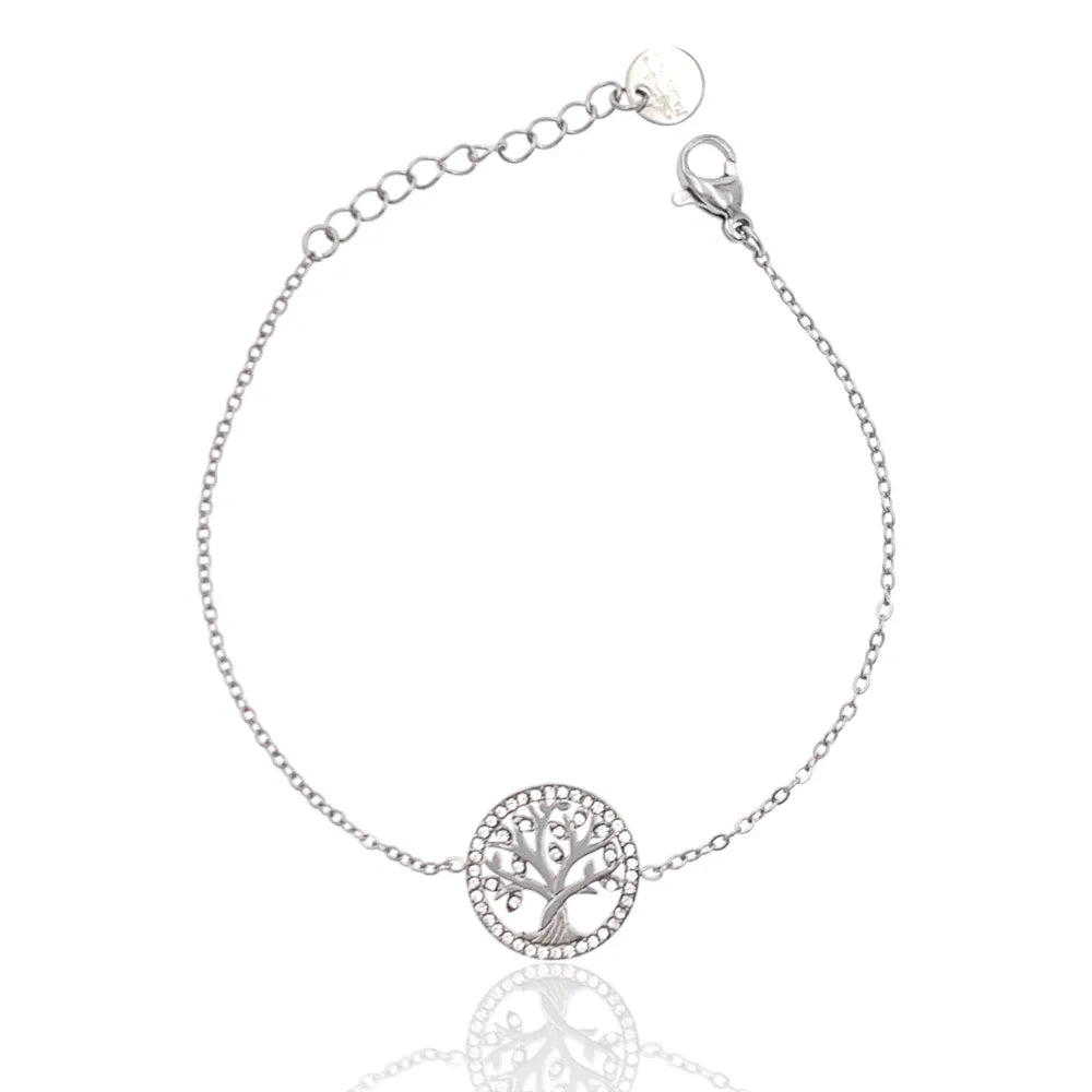 BAC-103-AA4302B Albero della Vita con Zirconia-Bracciale in Acciaio con Chiusura