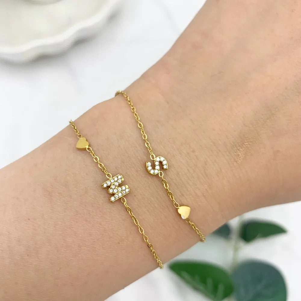 BPA-103-AA3207B Iniziale Lettera con Zirconia -24pz Bracciali in Acciaio