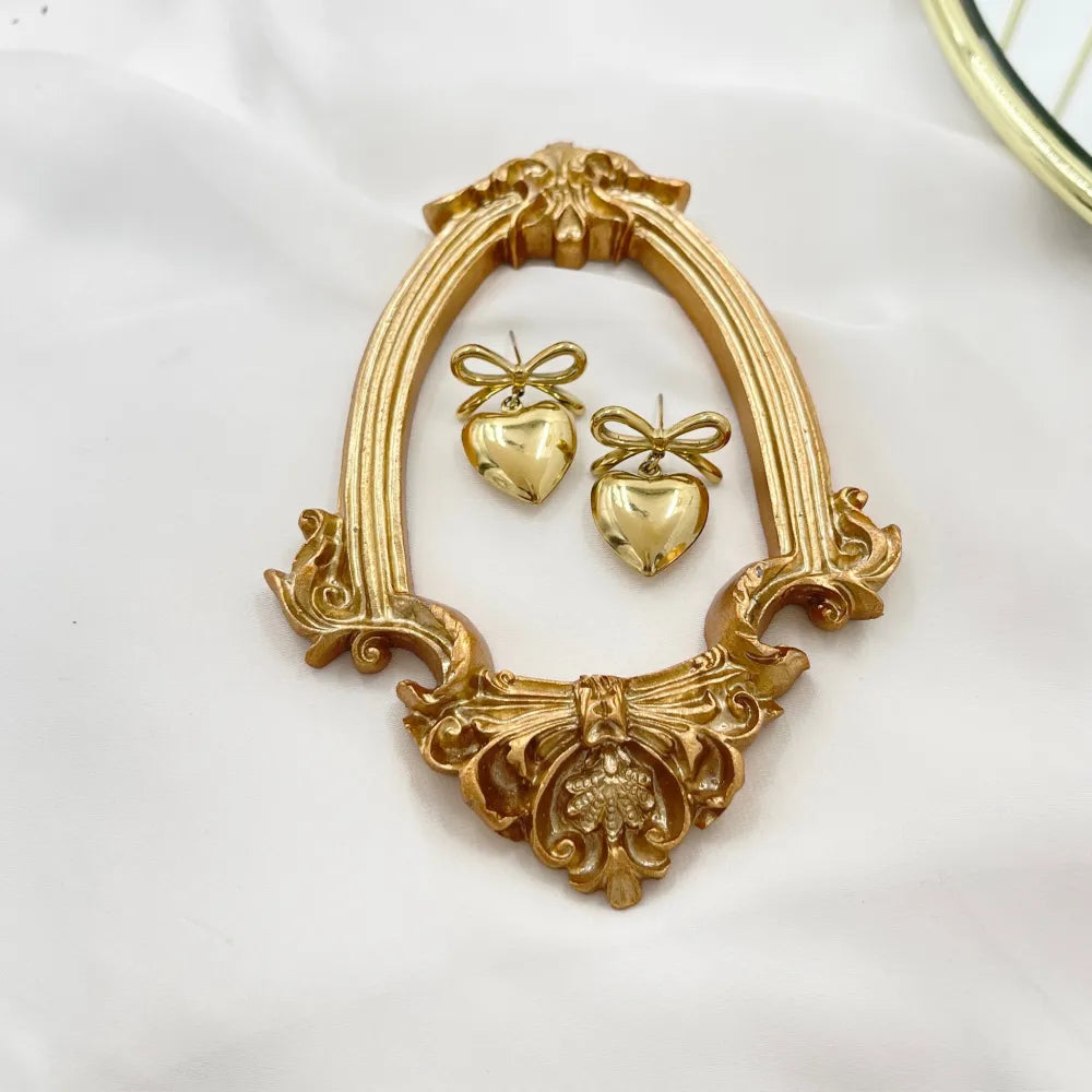 OAP-103-AA4151E Fiocco con Cuore-Orecchini in Acciaio
