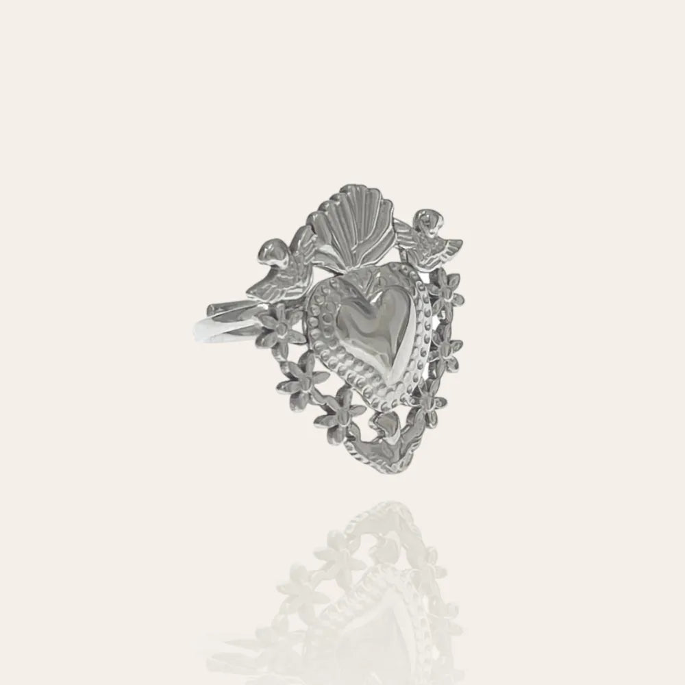 AAR-103-AA2706B Sacro Cuore-Anello Regolabile in Acciaio