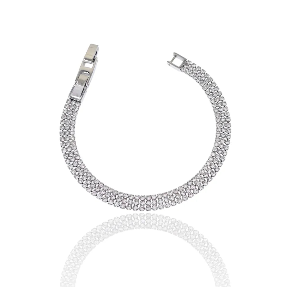 BMZ-103-AA2660B 2mm Tre Fili Tennis 2mm Tre Fili-Bracciale con Cubic Zirconia