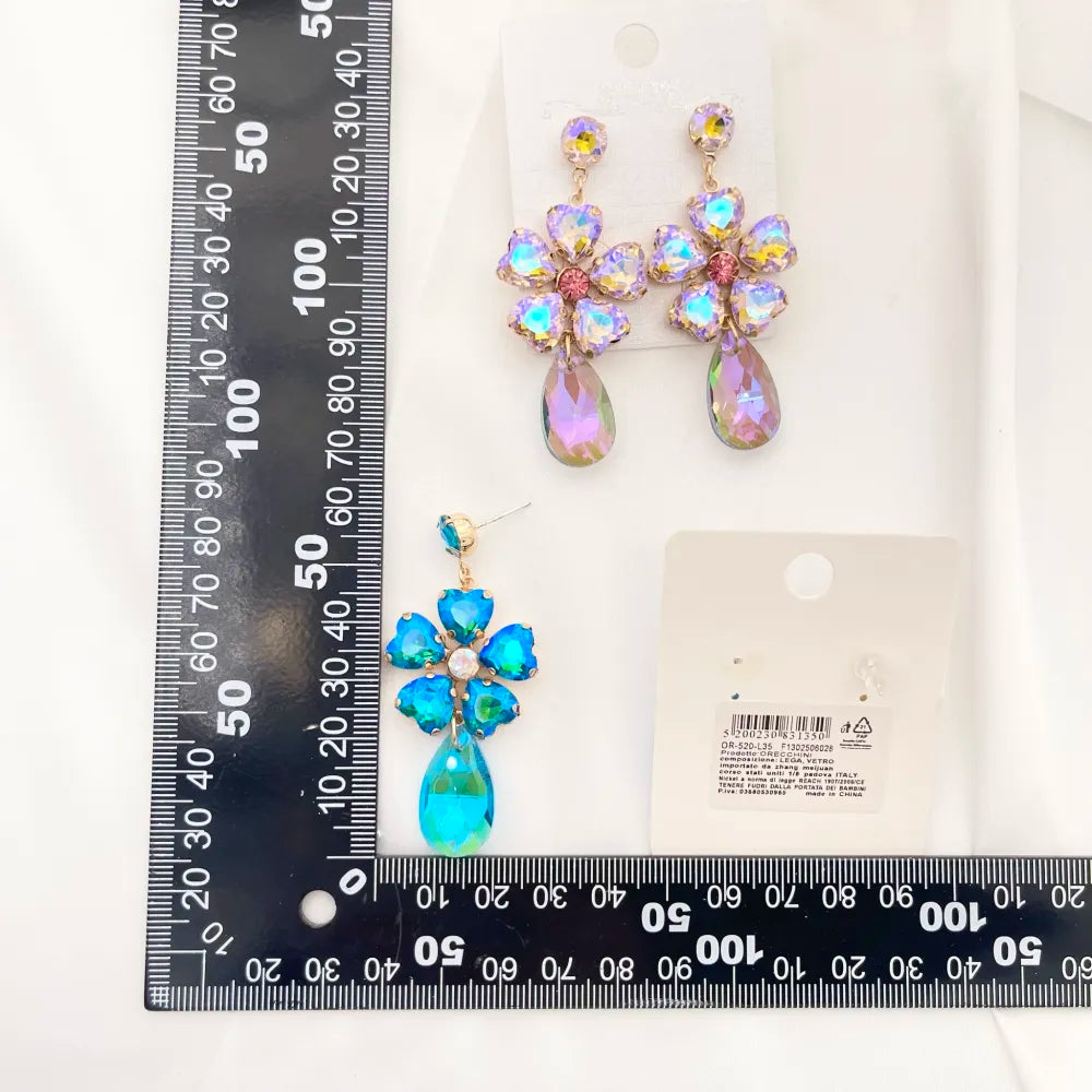 OMM-520-L35 Fantasia-Orecchini Moda Vetro