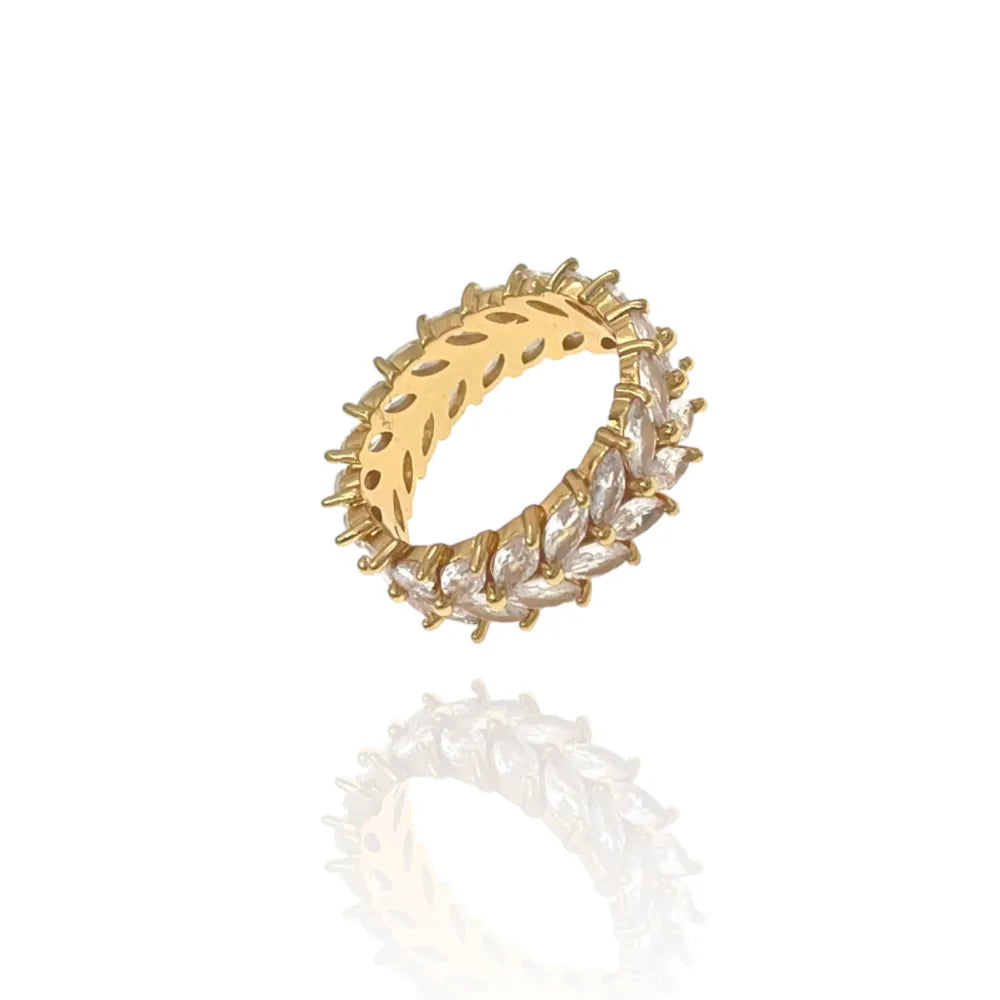 AMM-103-AA2984R Foglia-Anello con Cubic Zirconia con Misura