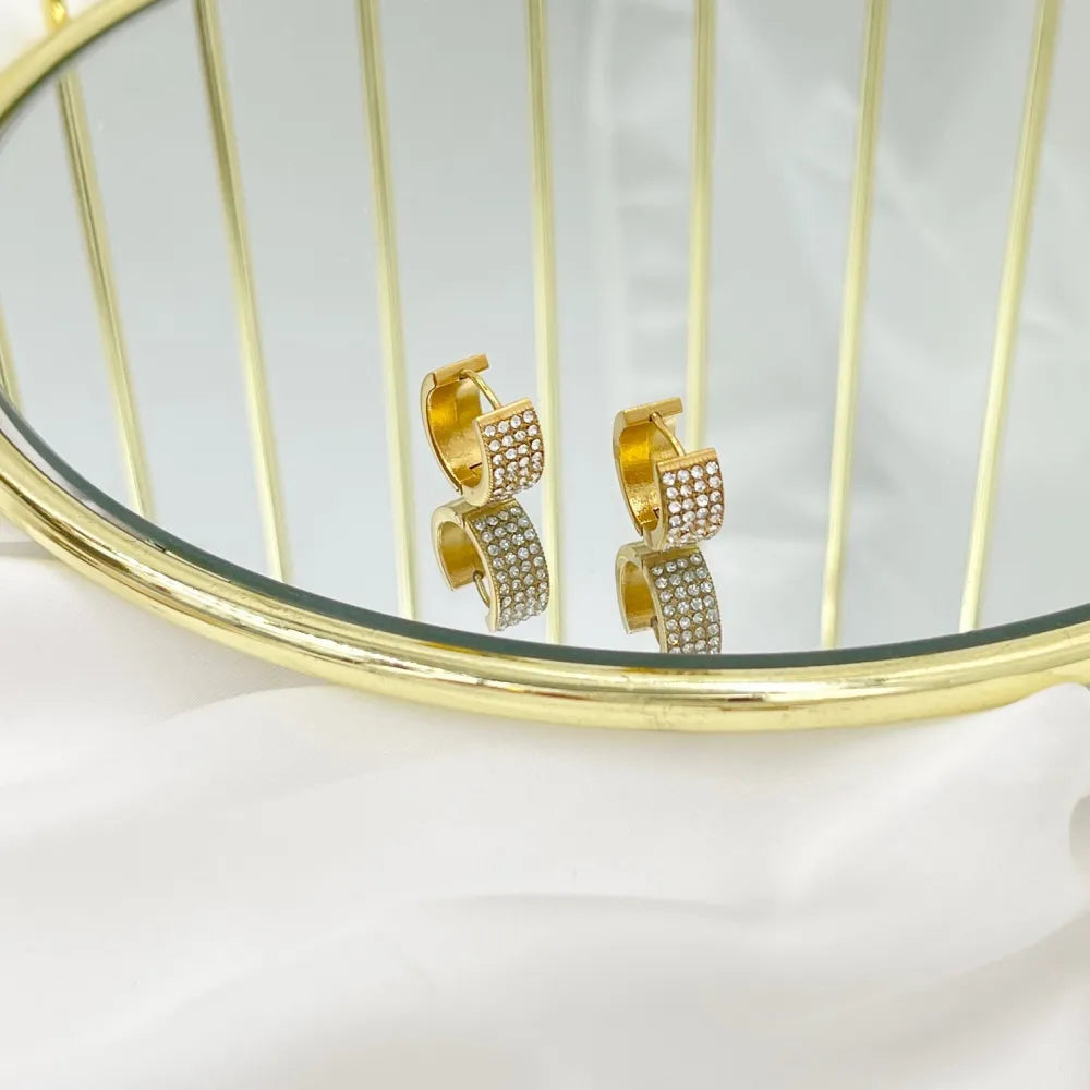 OAP-103-AA4660E Cerchio con Strass -Orecchini in Acciaio
