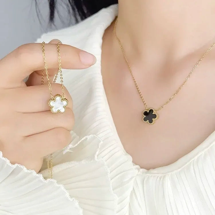 CAC-413-2154 C Fiore-Collana Corta in Acciaio