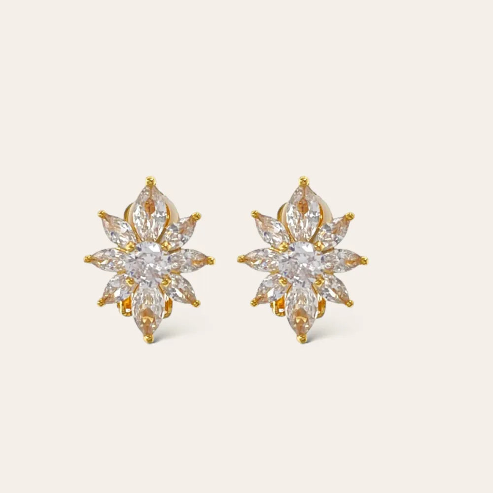 OMK-493-30 Fiore-Orecchini a Clip con Zirconia