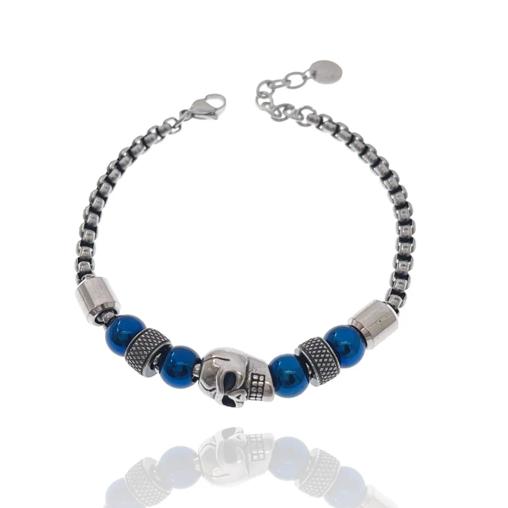 BAU-500-BMS30167 Teschio-Bracciale in Acciaio da Uomo