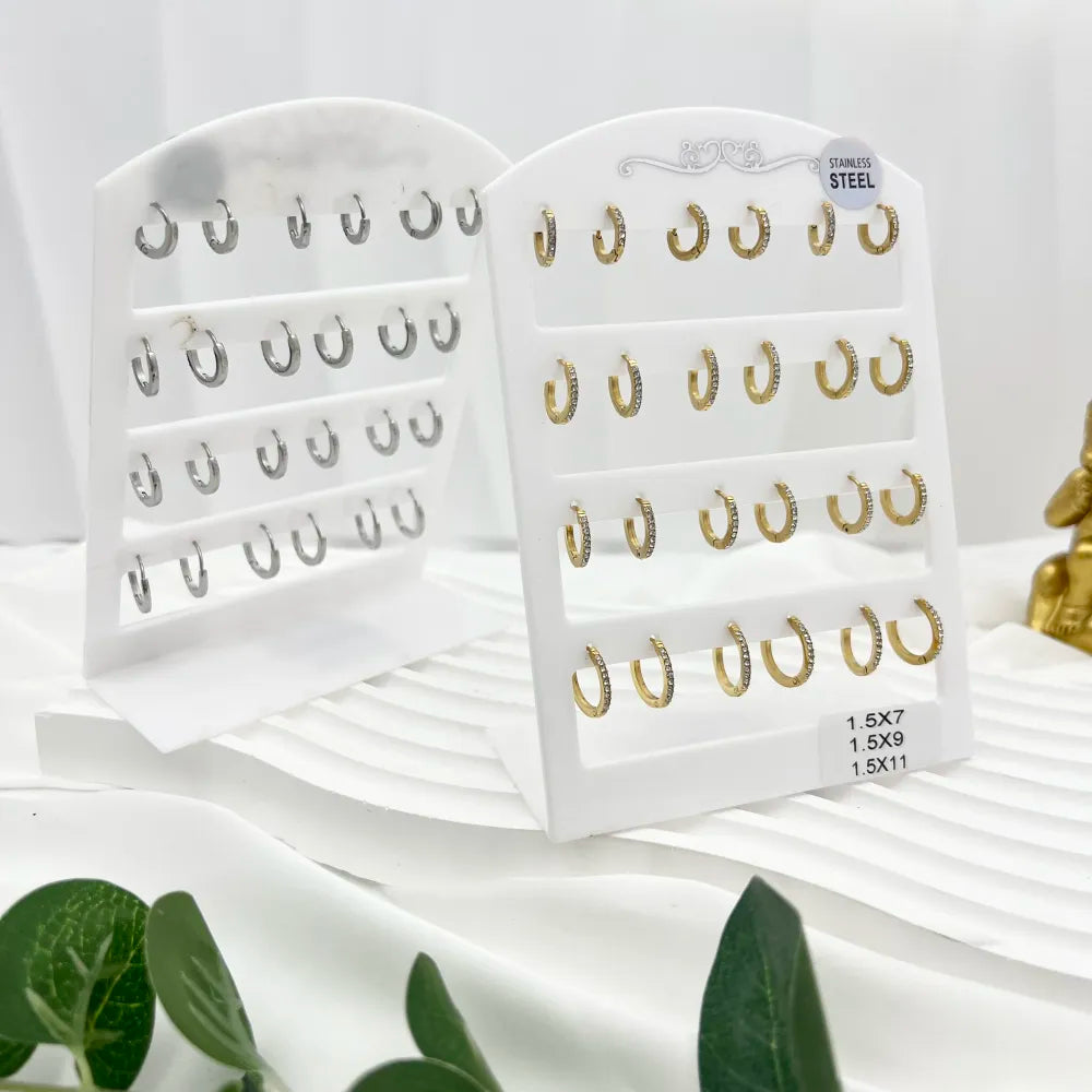 OPA-103-AA4380E 7-11mm Cerchio Scalare con Zirconia-12Paia Orecchini in Acciaio
