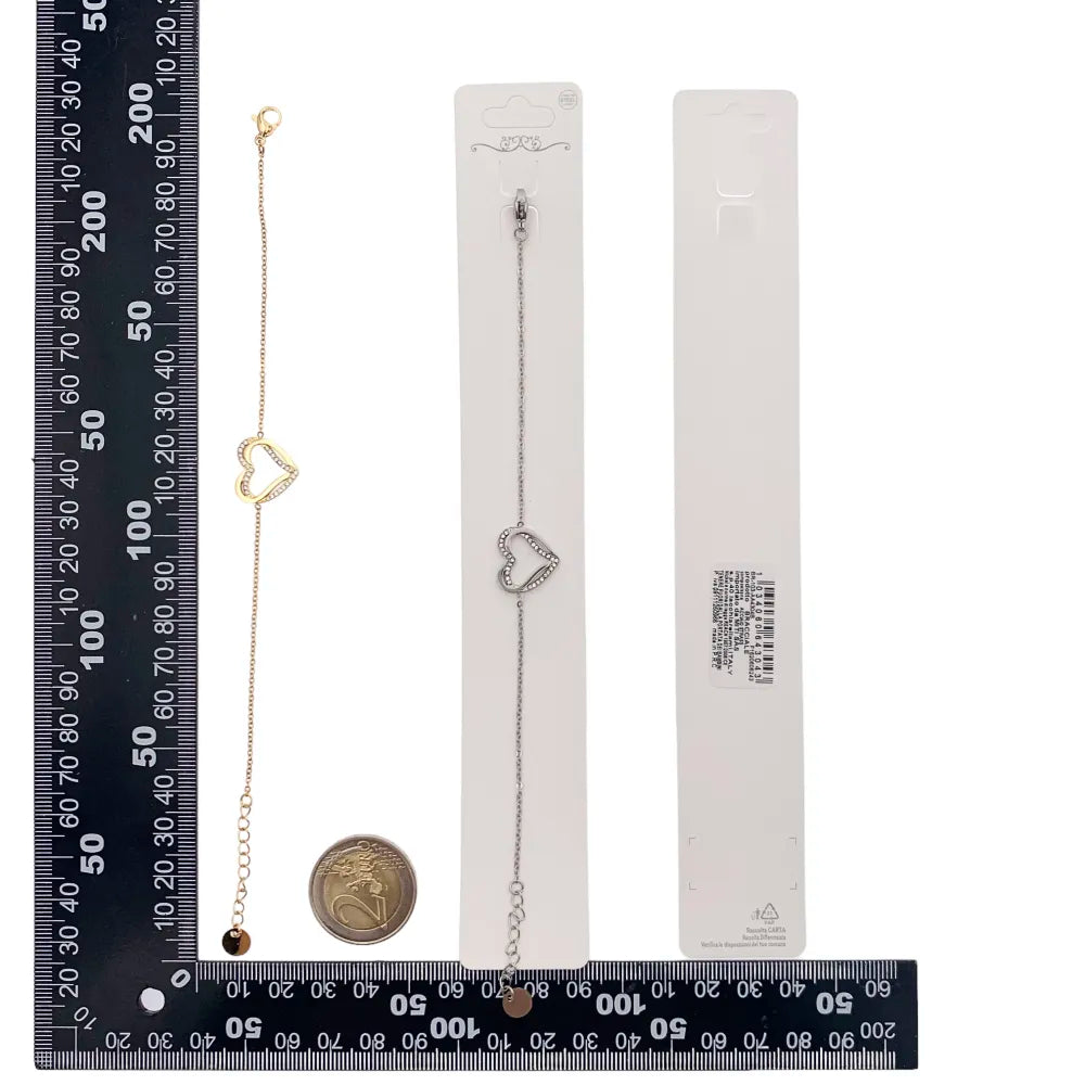 BAC-103-AA4304B Cuore fine con Zirconia-Bracciale in Acciaio con Chiusura