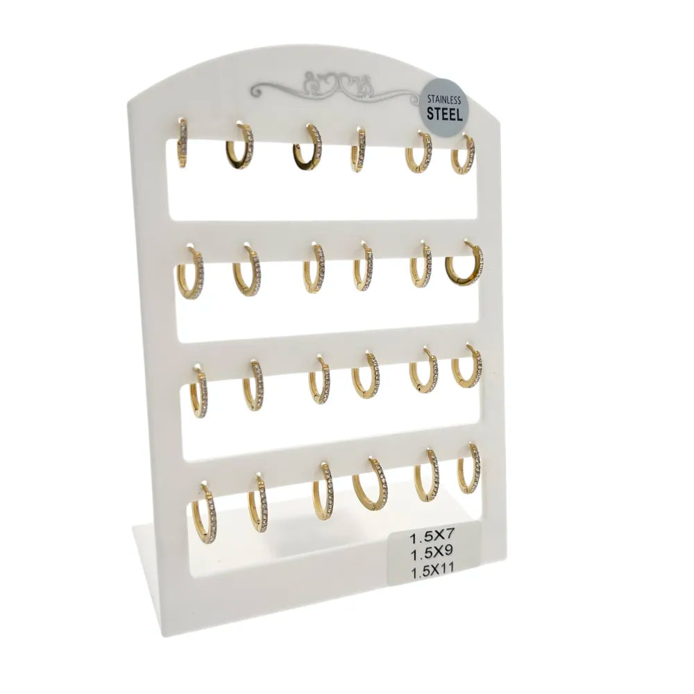 OPA-103-AA4380E 7-11mm Cerchio Scalare con Zirconia-12Paia Orecchini in Acciaio