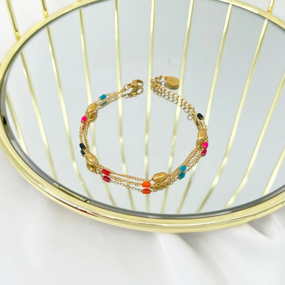 BAC-413-1271 Palline Smaltate-Bracciale in Acciaio