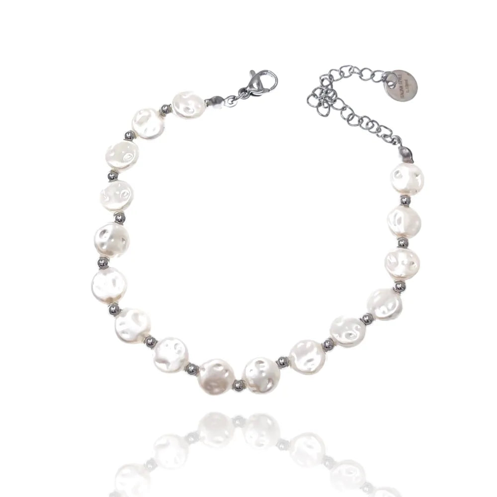 BAC-103-AA2005 Perla Tondo Piatto-Bracciale in Acciaio