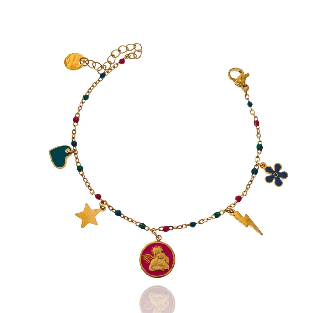 BAC-103-AA3186B Angelo Smaltato-Bracciale in Acciaio con Chiusura