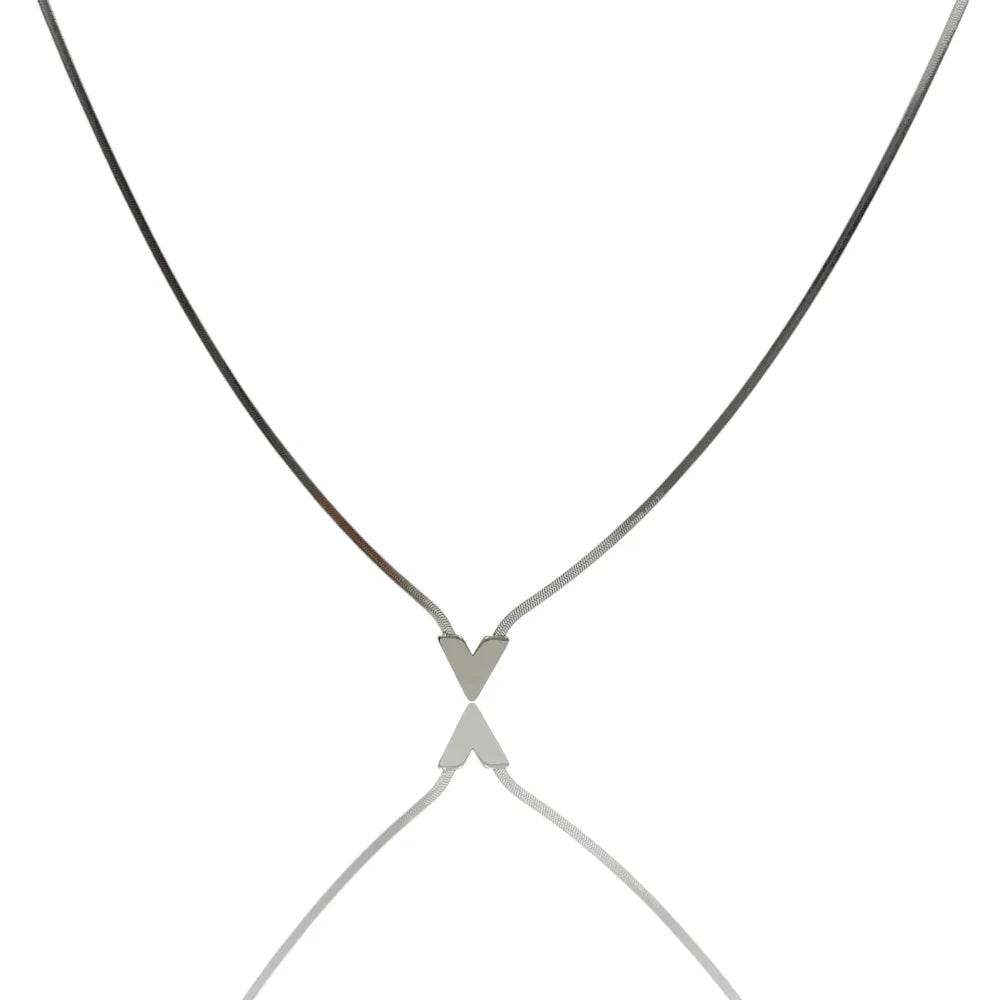 CAC-103-AA4279N/40+5cm Catena Sepente con La V-Collana Corta in Acciaio