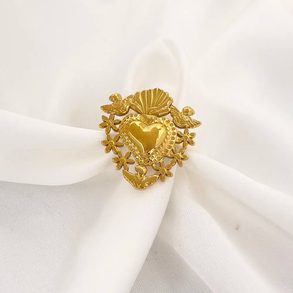 AAR-103-AA2706B Sacro Cuore-Anello Regolabile in Acciaio