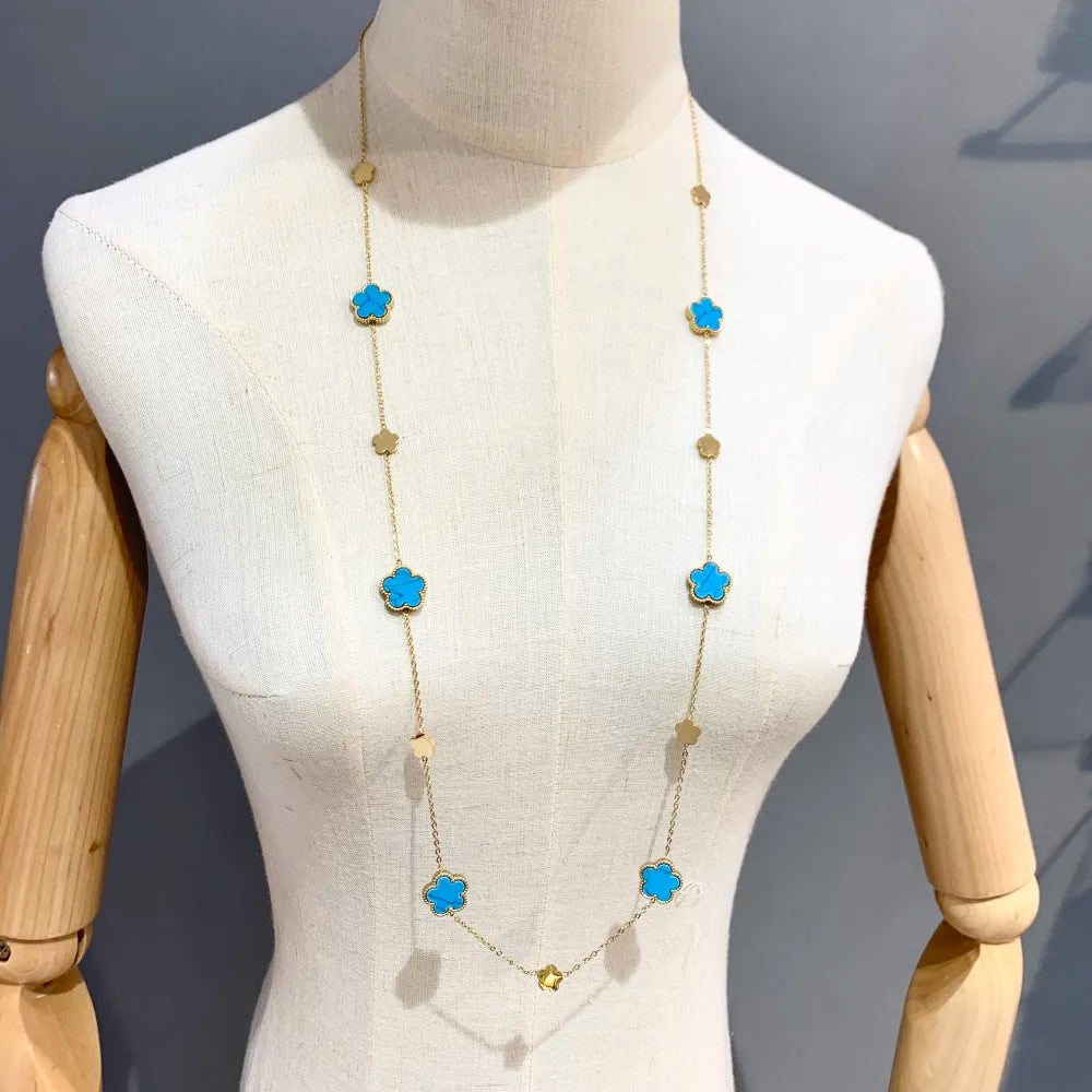 CAL-413-2523 G Fiore-Collana Lunga in Acciaio