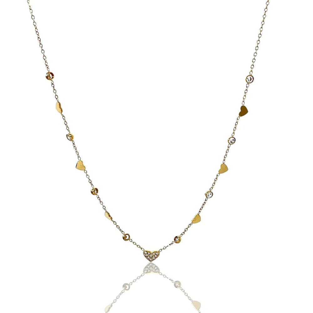 CAC-103-AA3482N Cuore Punto Luce -Collana Corta in Acciaio