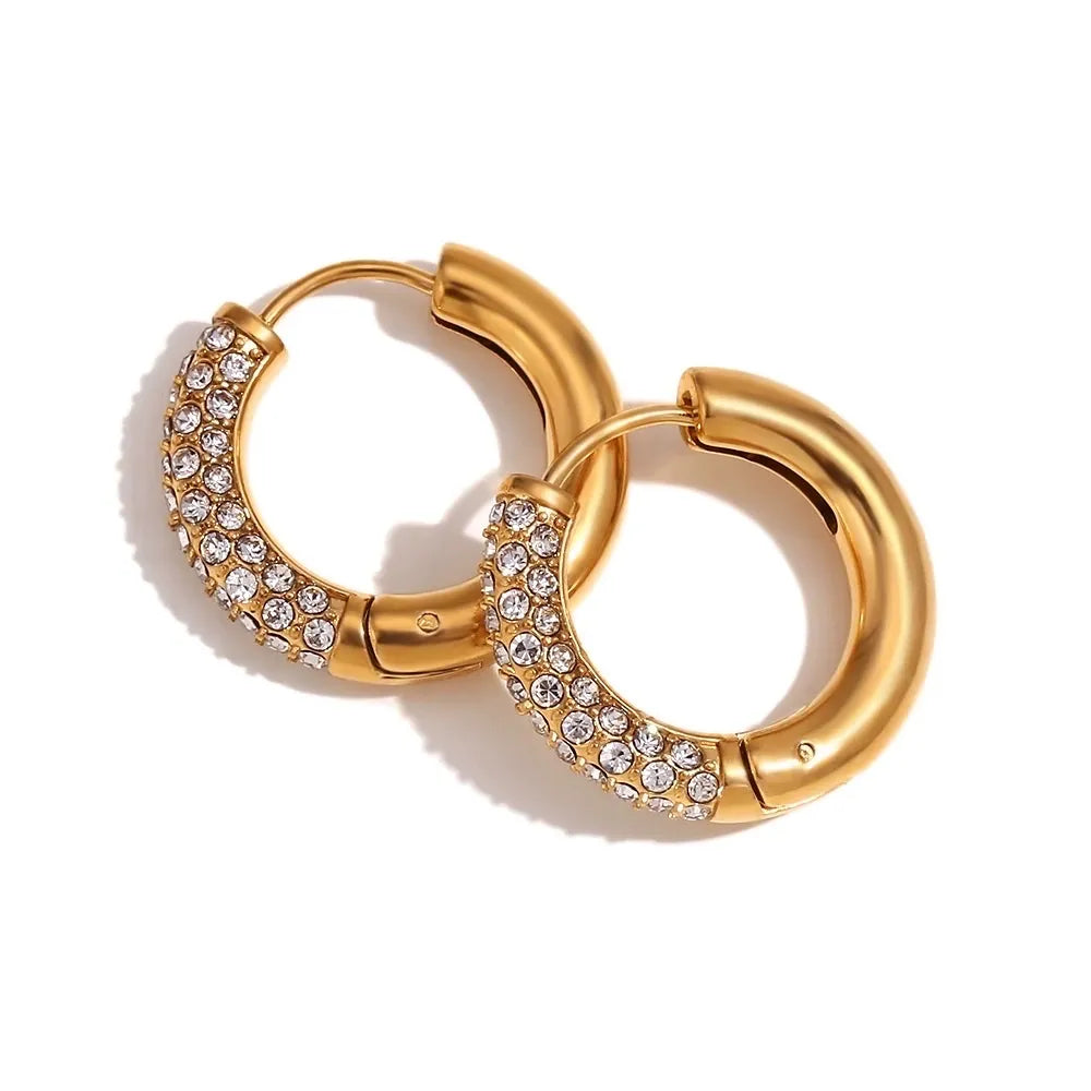 OAP-103-AA3342E Cerchio in Acciaio con Strass-Orecchini in Acciaio