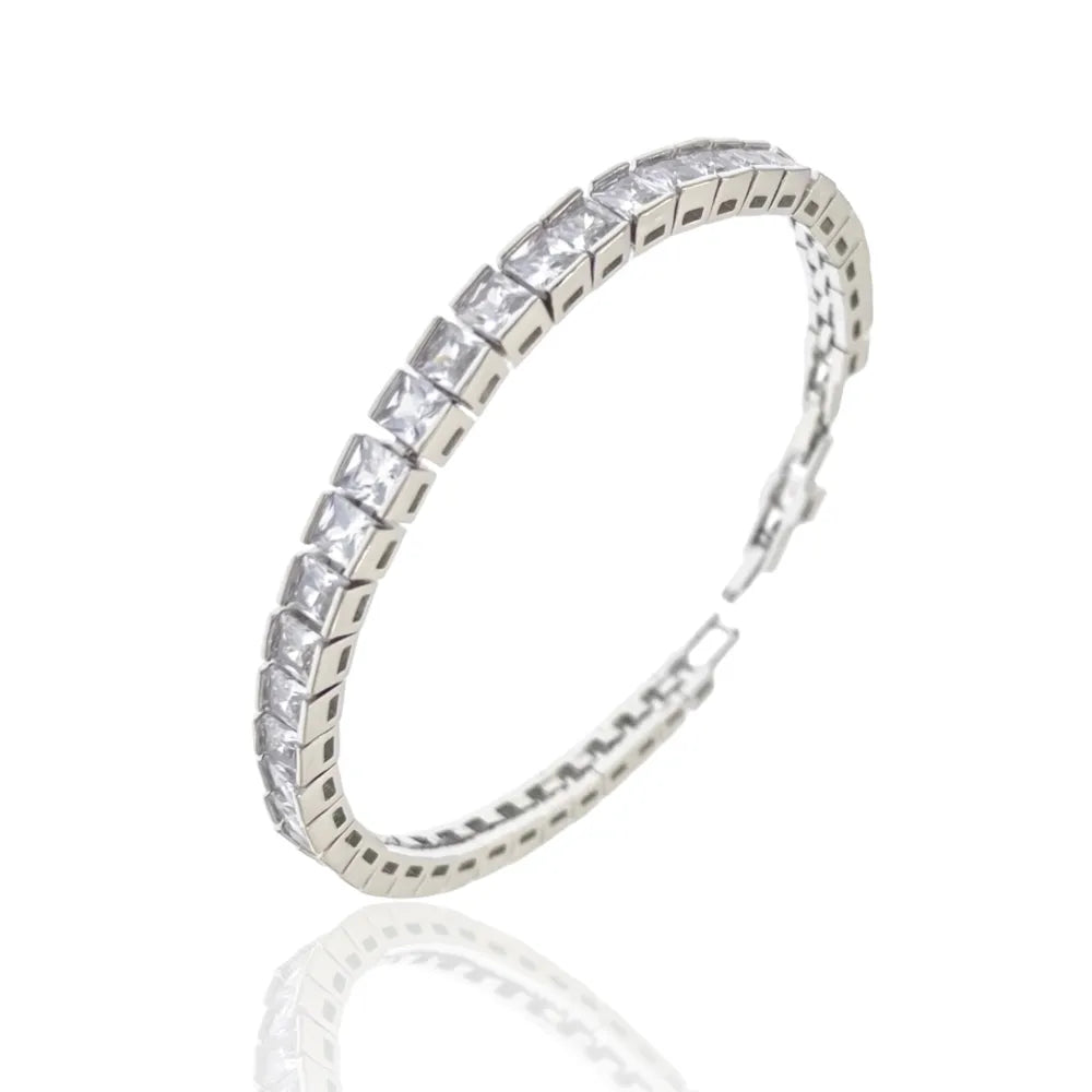 BMZ-243-14 Tennis Quadrato-Bracciale con Cubic Zirconia