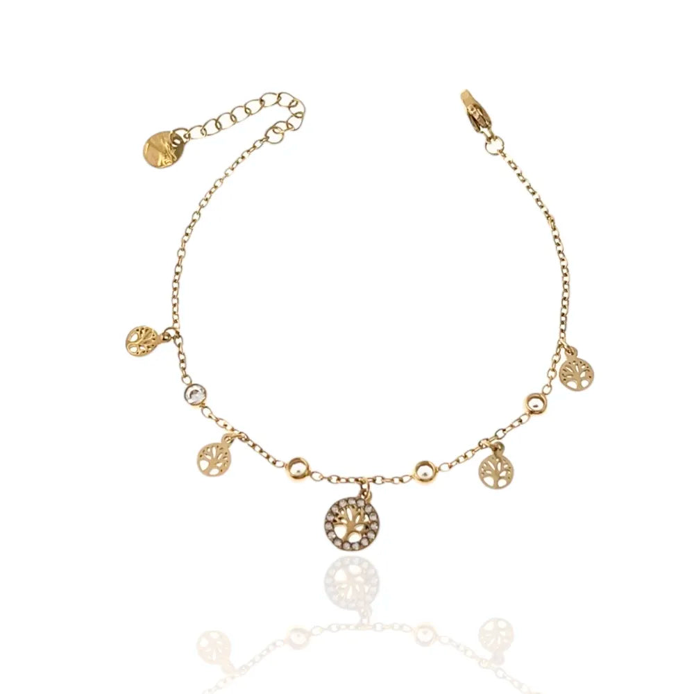 BAC-103-AA3477B Albero della Vita -Bracciale in Acciaio con Chiusura