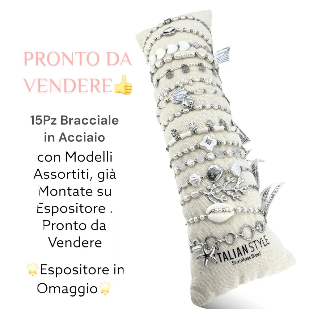 BPA-732-159 Mix Soggetti-15pz Bracciali in Acciaio