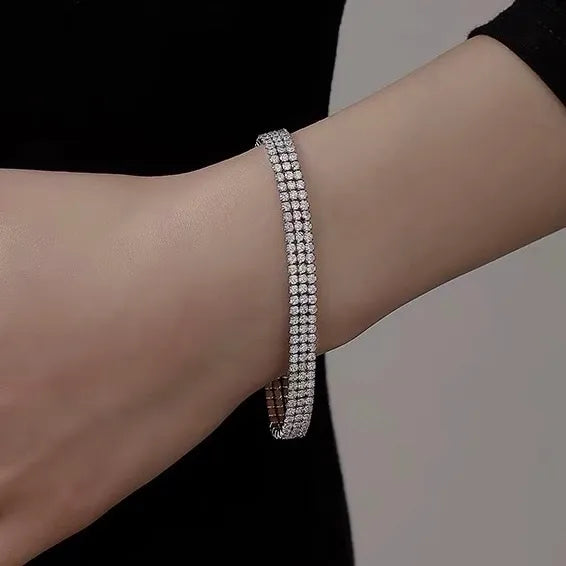 BMZ-103-AA2660B 2mm Tre Fili Tennis 2mm Tre Fili-Bracciale con Cubic Zirconia