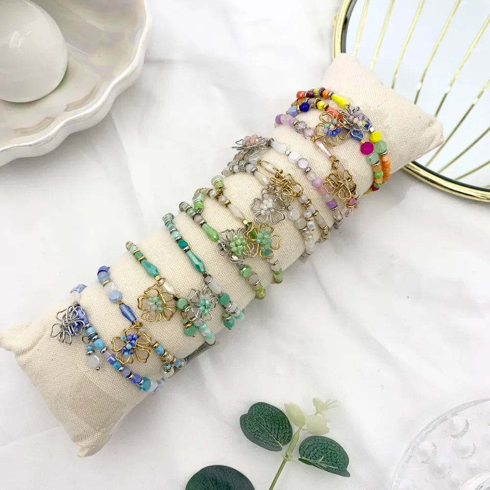 BPA-732-182 Fiore Colorato-12pz Bracciali Elastici in Acciaio