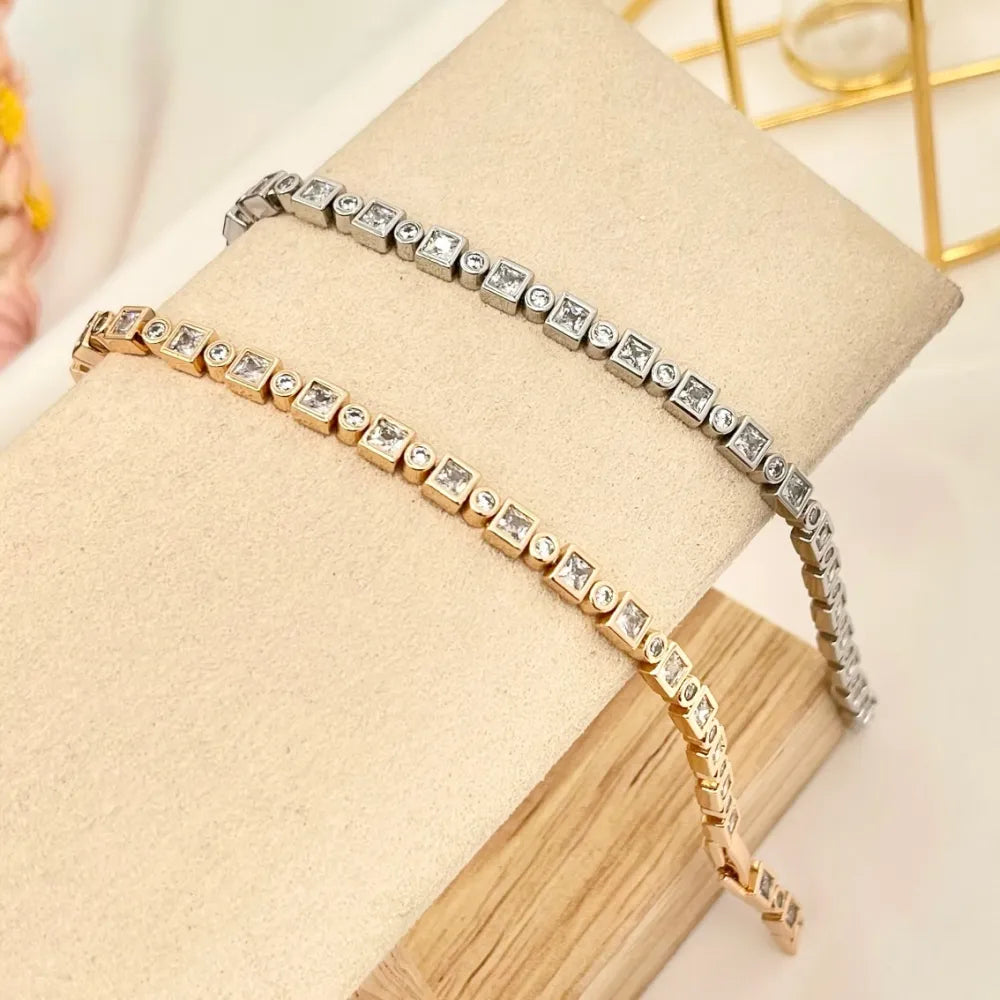 BMZ-243-14 S Quadrato e Tondo-Bracciale con Cubic Zirconia