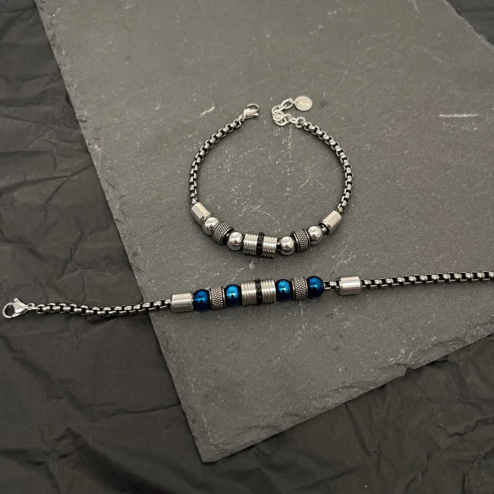 BAU-500-BMS30137 Palline-Bracciale in Acciaio da Uomo