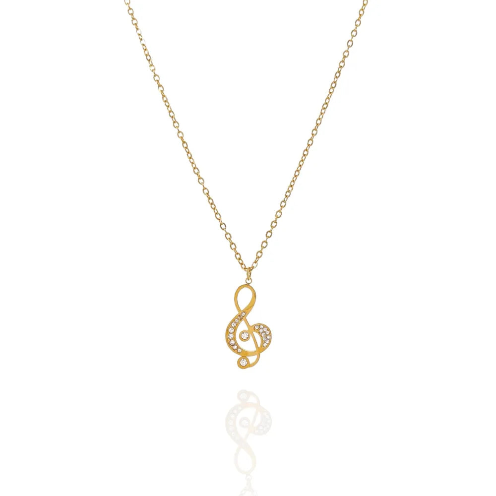 CAC-103-AA4534N Nota Musicale-Collana Corta in Acciaio