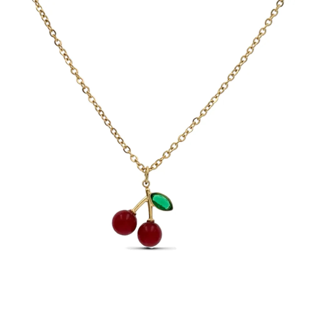 CAC-103-AA4532N Ciliegia-Collana Corta in Acciaio
