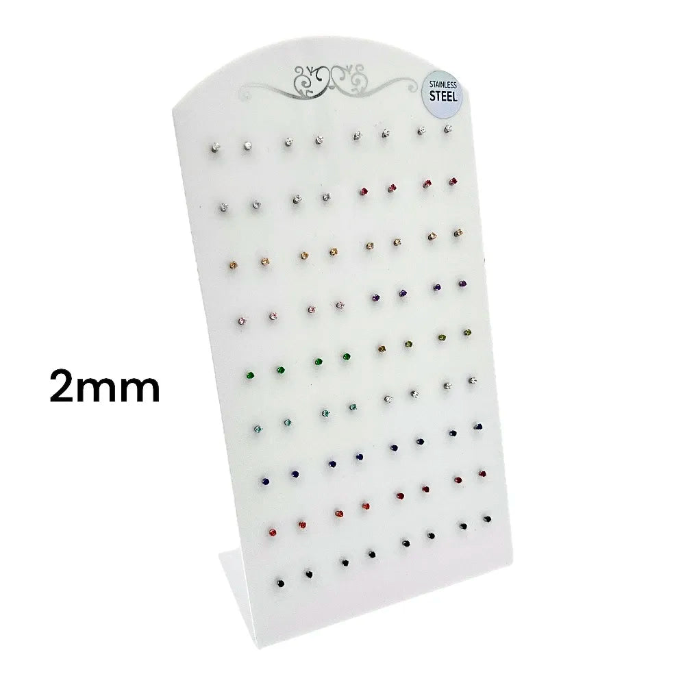 OPA-107-114 2mm Punto Luce 2mm 6Griffe-36Paia Orecchini in Acciaio