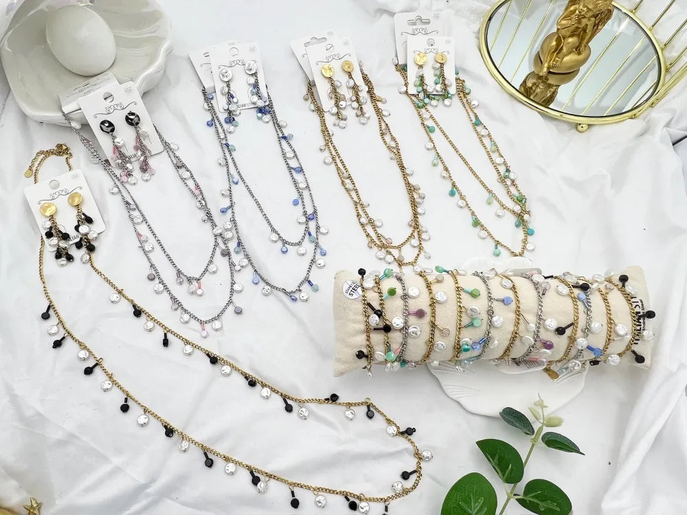 BAC-732-247 Perline Pendente-Bracciale in Acciaio