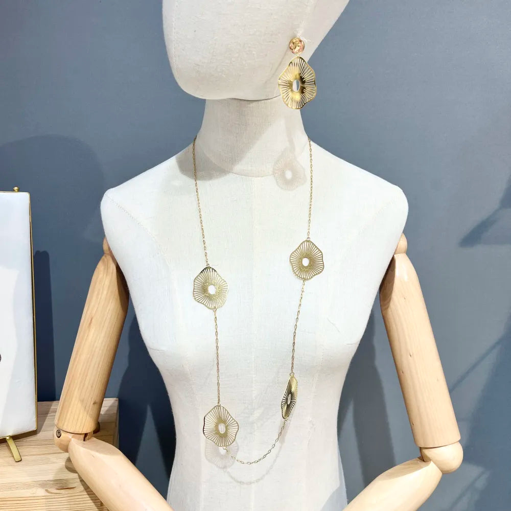CAL-732-142 Fiore-Collana Lunga in Acciaio
