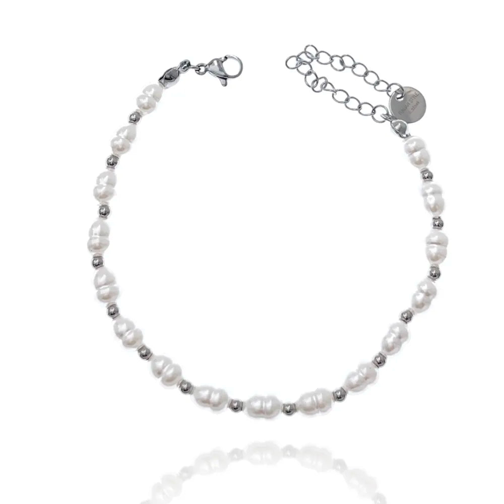 BAC-103-AA2006 Perla Ovale-Bracciale in Acciaio