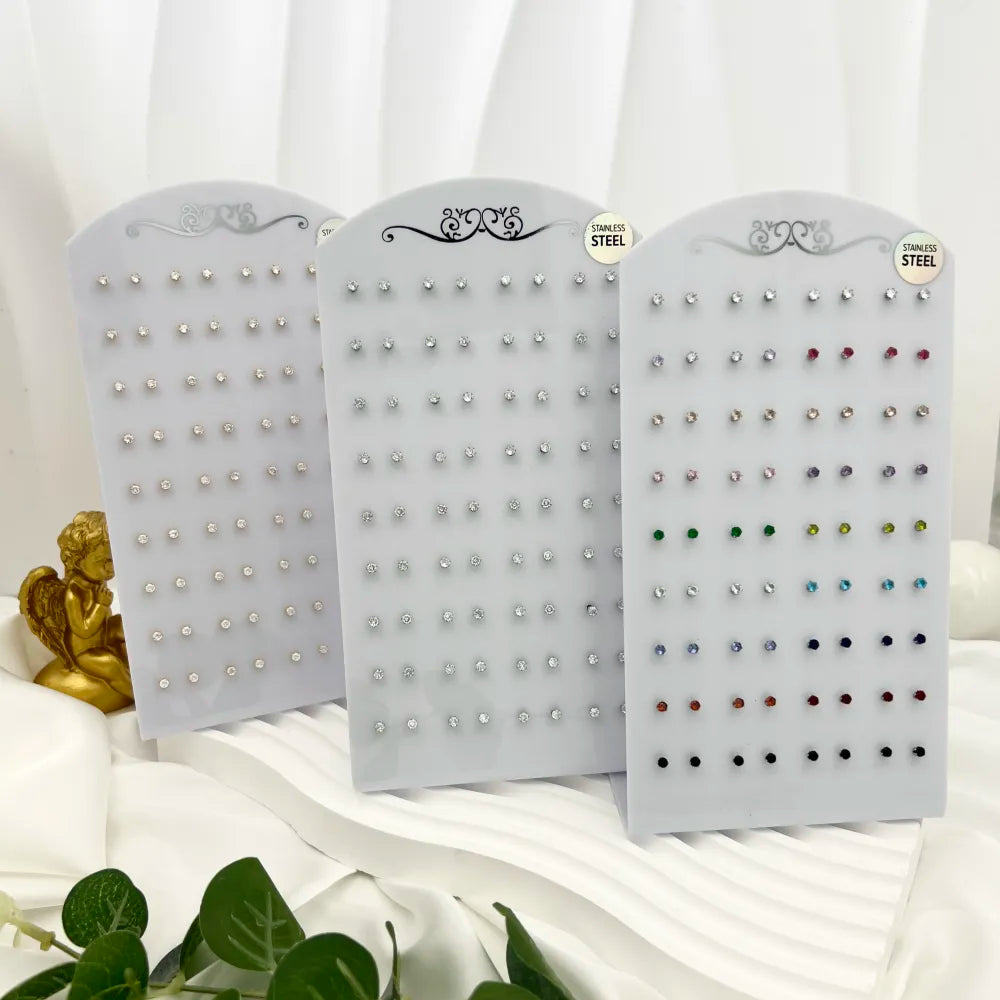 OPA-107-87 3mm Punto Luce 3mm 6Griffe-36Paia Orecchini in Acciaio