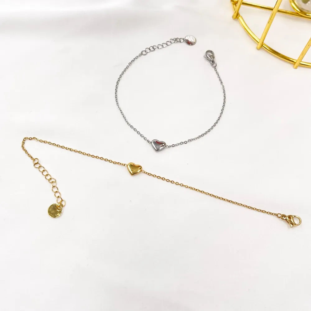 BAC-103-AA2811B Cuore Bombato-Bracciale in Acciaio