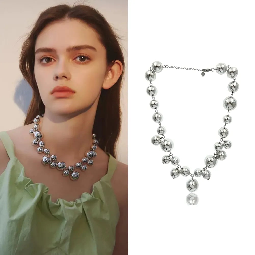 CMC-488-49 Pallina con Pendenti-Collana Corta Moda