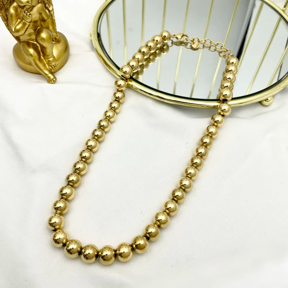 CAC-103-AA3993N  10mm Pallina Vuota 10mm-Collana Corta in Acciaio