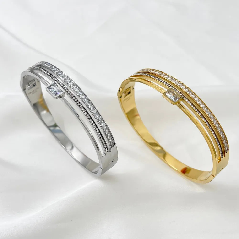 BAR-413-1618A Semplice con Quadrato-Bracciale Rigido in Acciaio