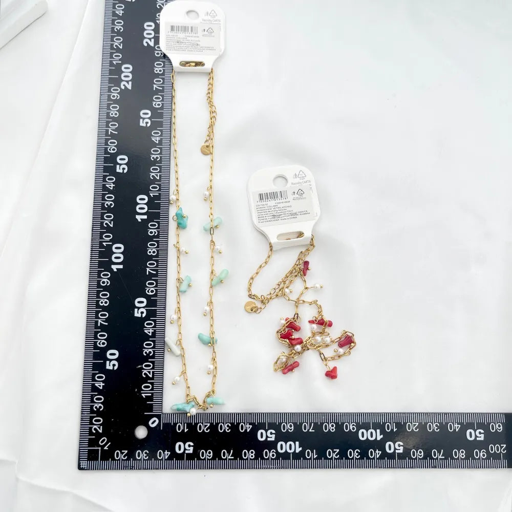 CAC-735-23-57 Perline Colorate-Collana Corta in Acciaio