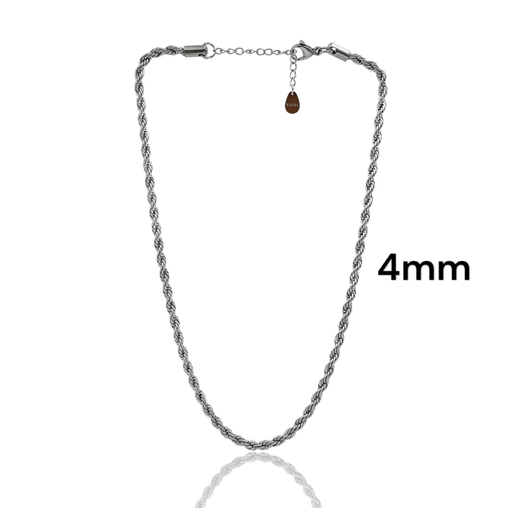 CAC-413-1584 4mm Torchon 4mm-Collana Corta in Acciaio