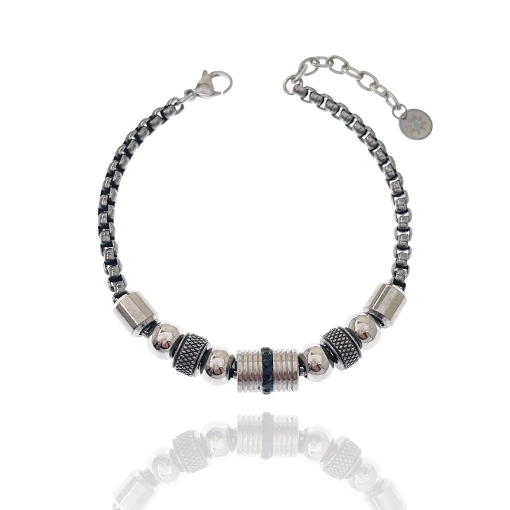 BAU-500-BMS30137 Palline-Bracciale in Acciaio da Uomo