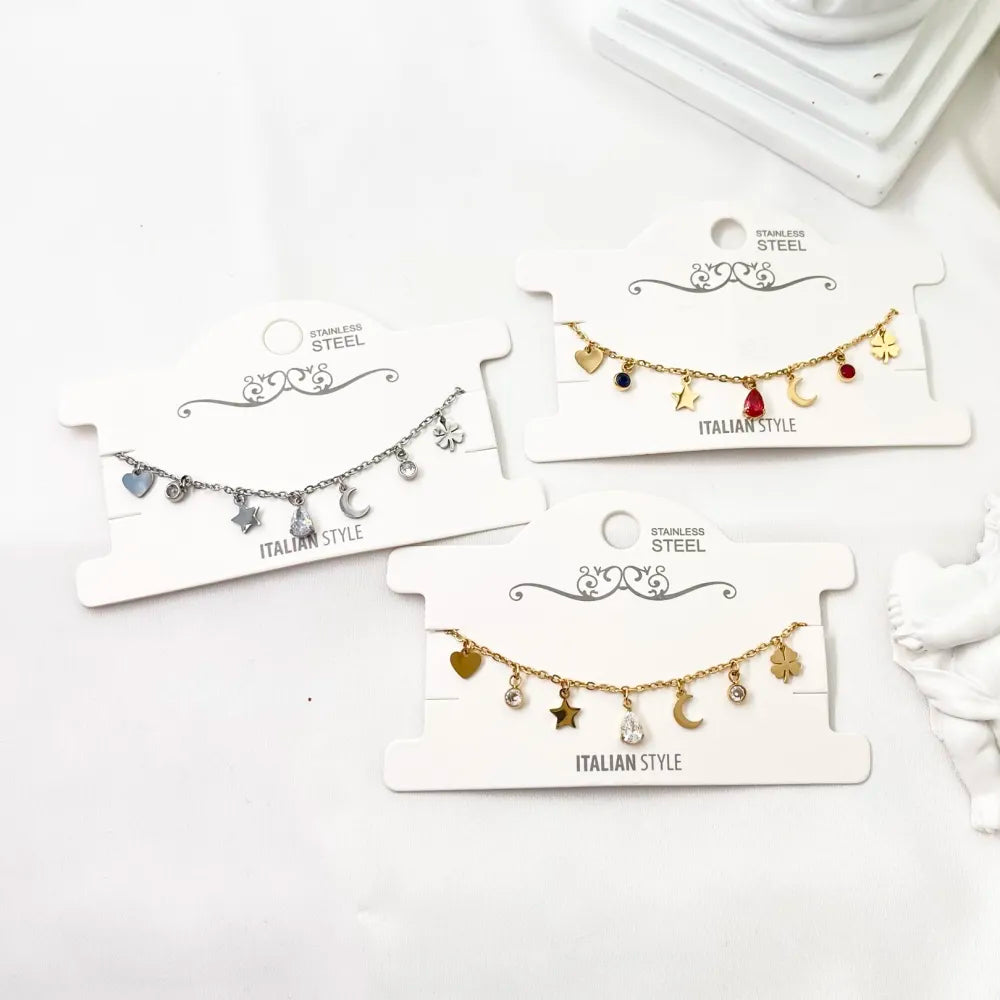 BAC-103-AA2423B Stella Luna Goccia-Bracciale in Acciaio con Chiusura