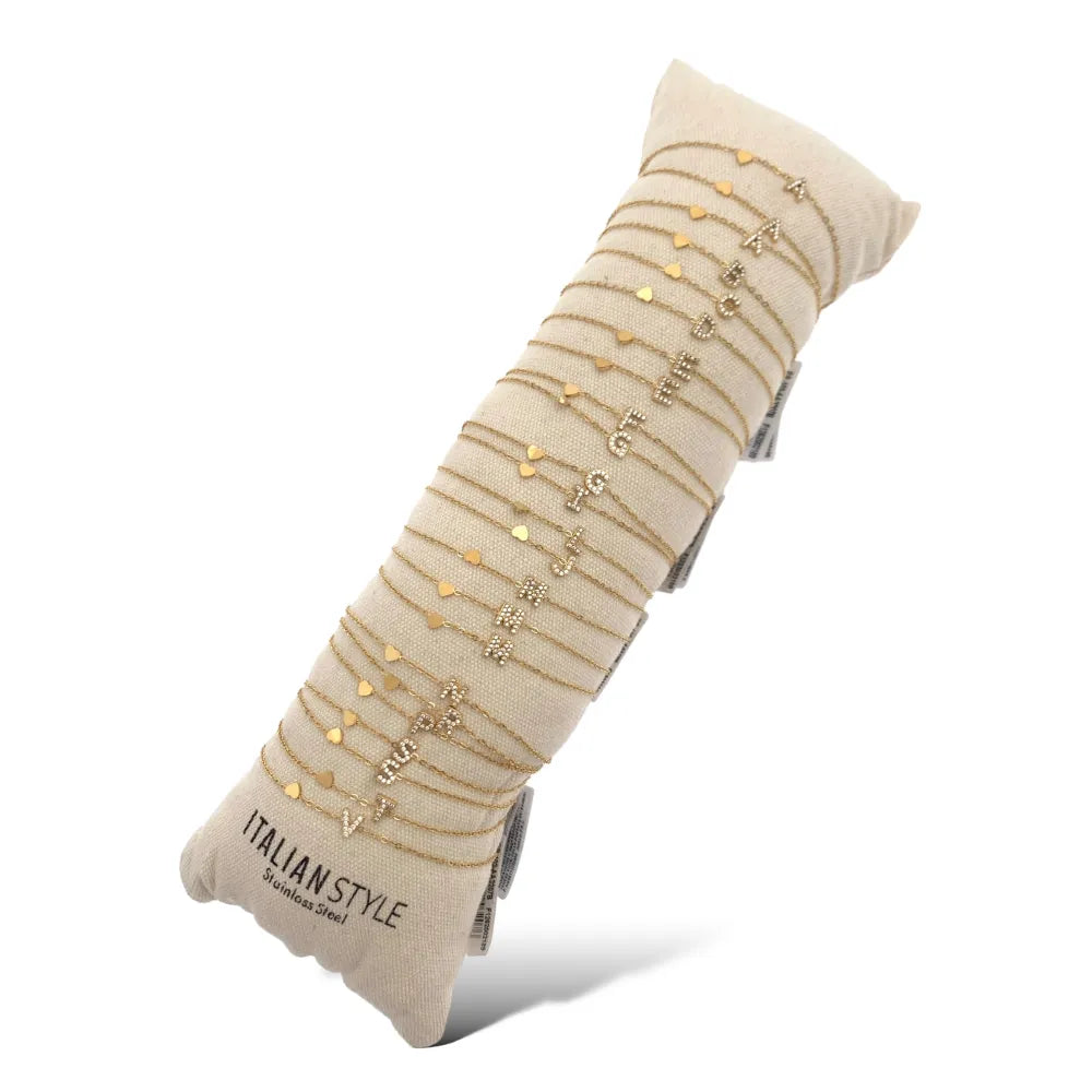 BPA-103-AA3207B Iniziale Lettera con Zirconia -24pz Bracciali in Acciaio