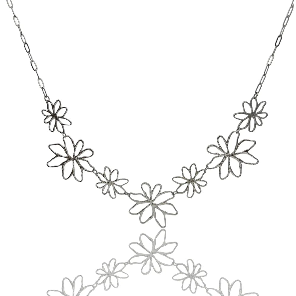 CAC-759-18 Fiore-Collana Corta in Acciaio