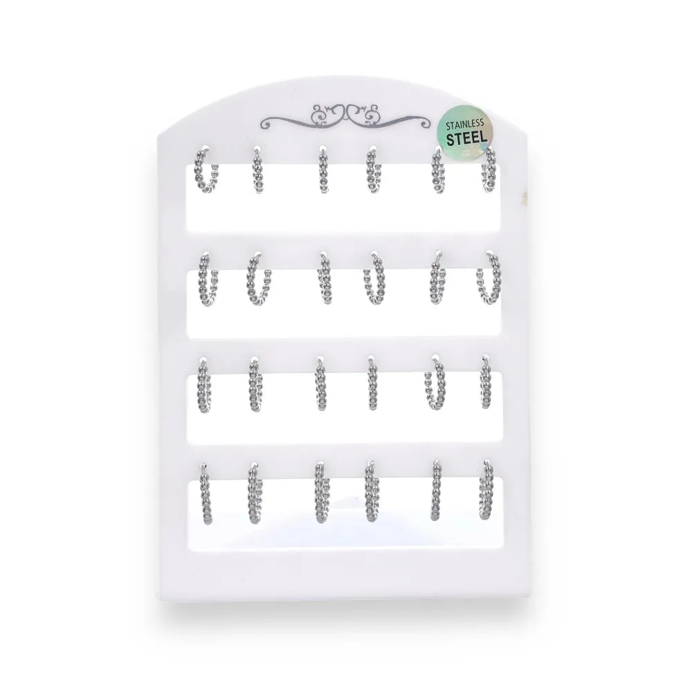 OPA-103-AA4155E 13mm Cerchio Pallina Scalare-12paia Orecchini in Acciaio