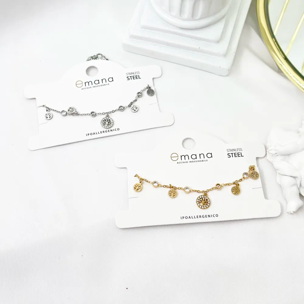 BAC-103-AA3477B Albero della Vita -Bracciale in Acciaio con Chiusura