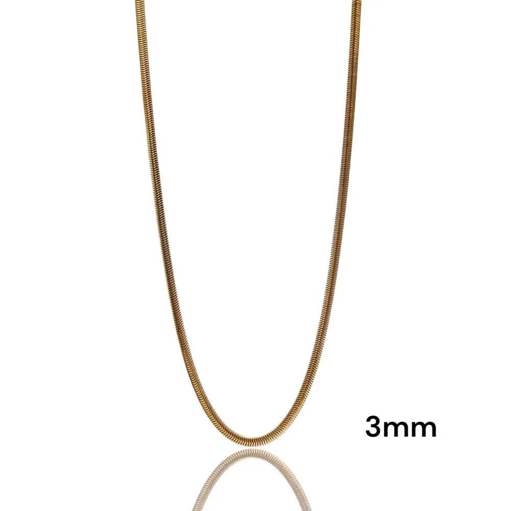 CAC-413-3519 Serpente 3mm-Collana Corta in Acciaio