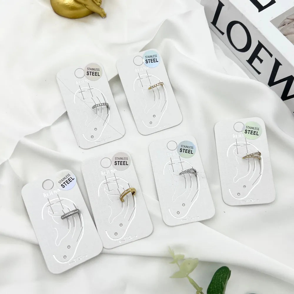 OAP-103-AA4282Eg Doppio Filo con Zirconia -Earcuff in Acciaio